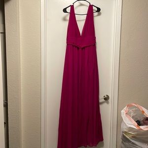 Fuchsia (dark) long maxi dress with a slit